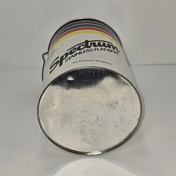 Vintage Stanley Roberts Spectrum Flatware Canister – Mid Century Modern Striped - Picture 3 of 14